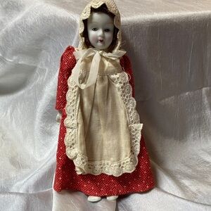 Vintage Porcelain Doll with Cloth Body
